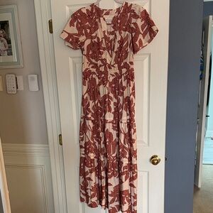 Anthropologie Somerset dress, Floral burgundy and cream Maxi Dress